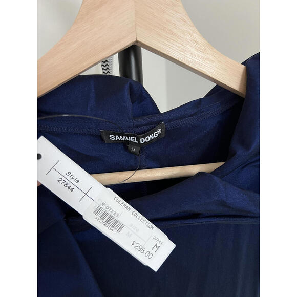 Samuel Dong Women's Navy Ruffle Front Twirl Style Dress, Medium - Picture 3 of 8